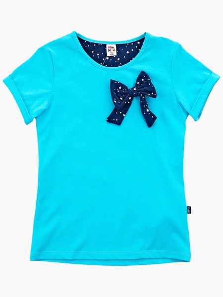 Футболка для девочек Mini Maxi, модель 0611, цвет бирюзовый/голубой 