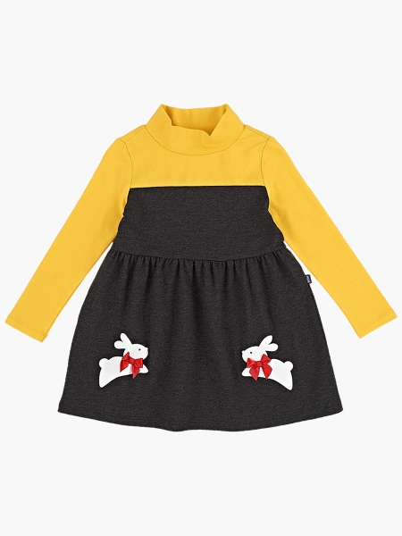Платье для девочек Mini Maxi, модель 2433, цвет горчичный/черный 